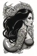 half dead mermaid tattoo design idea