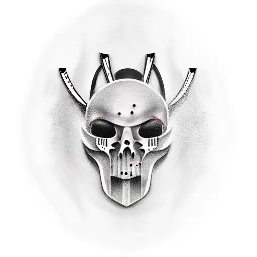 Onni mask and butcher knife  tattoo design idea