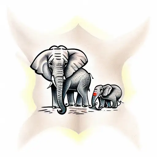 elephant family tattoo design idea