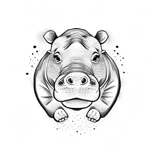 hippo family tattoo design idea