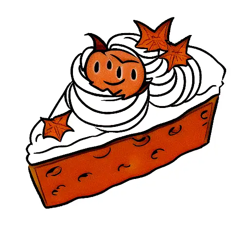 pumpkin spice frappuccino and a slice of pumpkin pie with the word SPICY tattoo design idea