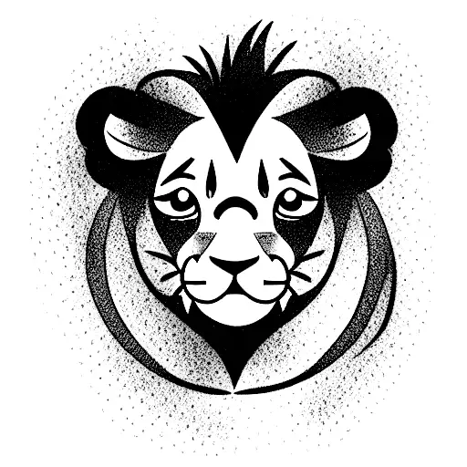 baby lion with ada name tattoo design idea