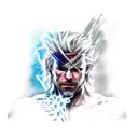 A dynamic and vibrant tattoo of Raiden from Metal Gear Rising: Revengeance in a new-school style tattoo design idea