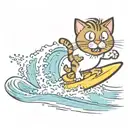 cartoon cat surfing scared tattoo design idea