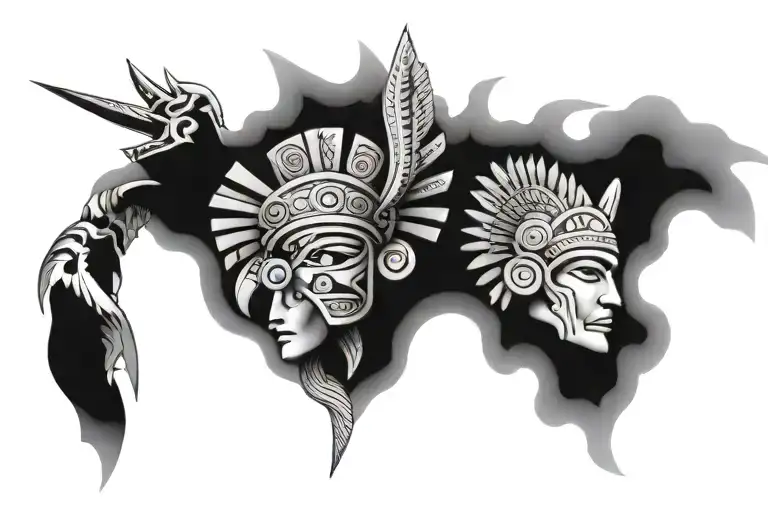 aztec art with renaissance art tattoo design idea