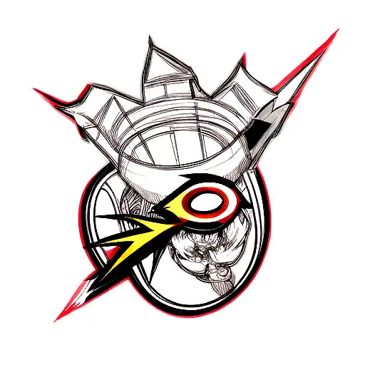 flash logo with anime character in the cirkel tattoo design idea
