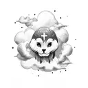 clouds and cross tattoo design idea