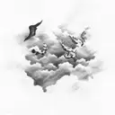 clouds and cross tattoo design idea