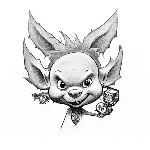 A sketch-style tattoo combining Chuckiefrom Rugrats holding a Libra scale  tattoo design idea
