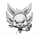 A sketch-style tattoo combining Chuckiefrom Rugrats holding a Libra scale  tattoo design idea