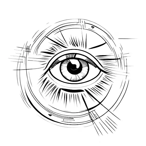 the word EXIST written around an eye tattoo design idea
