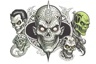 cosmic horror movie villains tattoo design idea