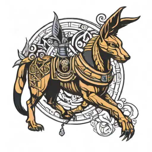 Anubis and Ra tattoo design idea