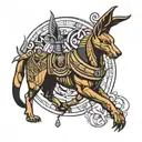Anubis and Ra tattoo design idea