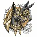 Anubis and Ra tattoo design idea