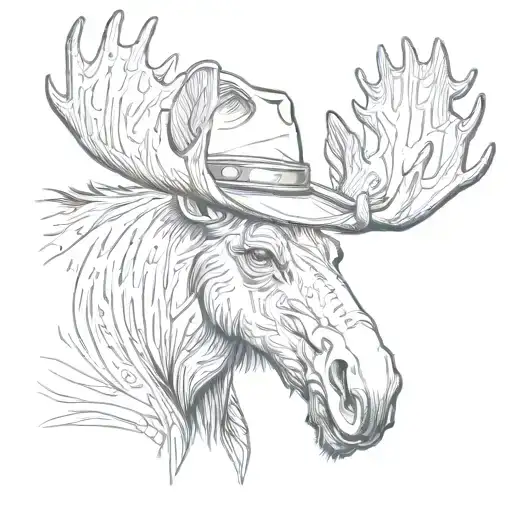 moose with cowboy hat   tattoo design idea