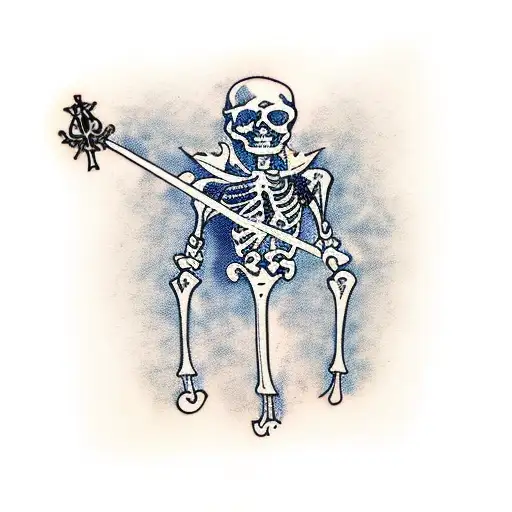 skeletal prince holding claymore tattoo design idea