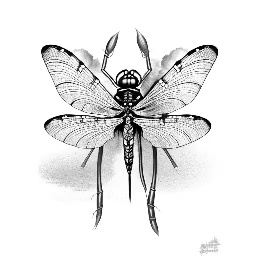 gothic dragonfly tattoo design idea