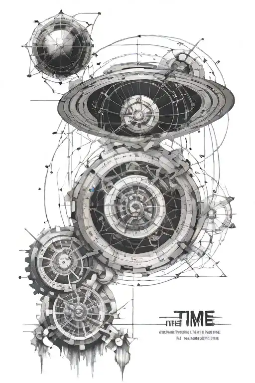 time, math, space, evolution line concentric tattoo design idea