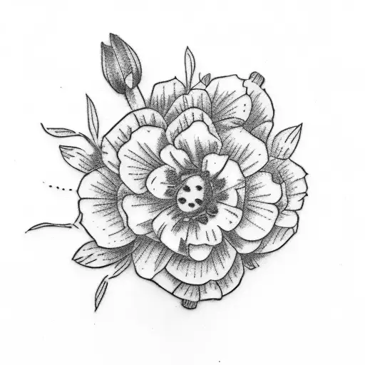 a small tattoo of february, august, november birth flowers tattoo design idea