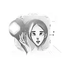 man looking through a portal reaching out to a girl who is looking away tattoo design idea