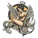 Fallen angel tattoo design idea
