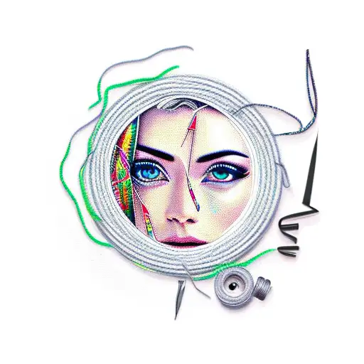 needle and thread, sewing Ana tattoo design idea