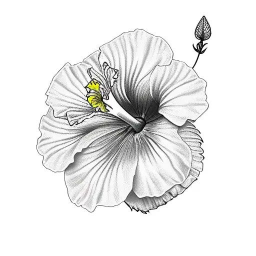 thread needle yellow hibiscus tattoo design idea