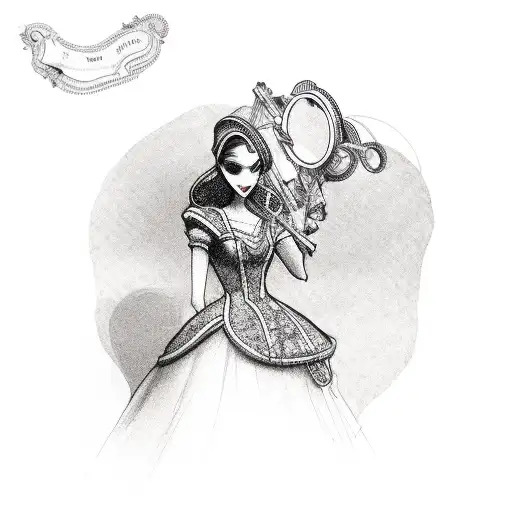 dressmaker with sewing kit tattoo design idea