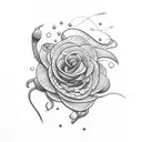 thread and needle with yellow flower tattoo design idea