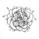 thread and needle with yellow flower tattoo design idea