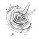 thread and needle with yellow flower tattoo design idea