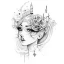 dressmaker with sewing kit tattoo design idea