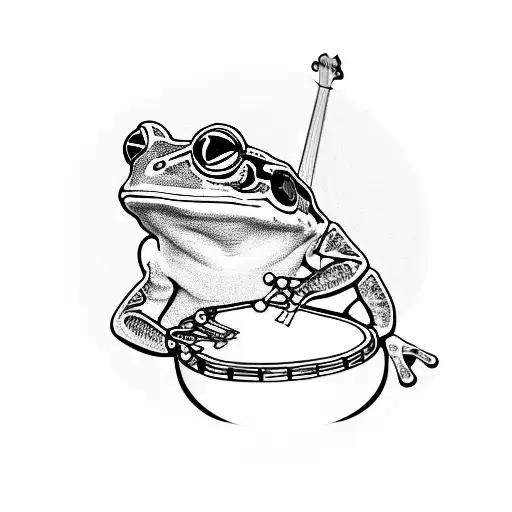 frog playing banjo wearing colour mirrored sunglasses tattoo design idea
