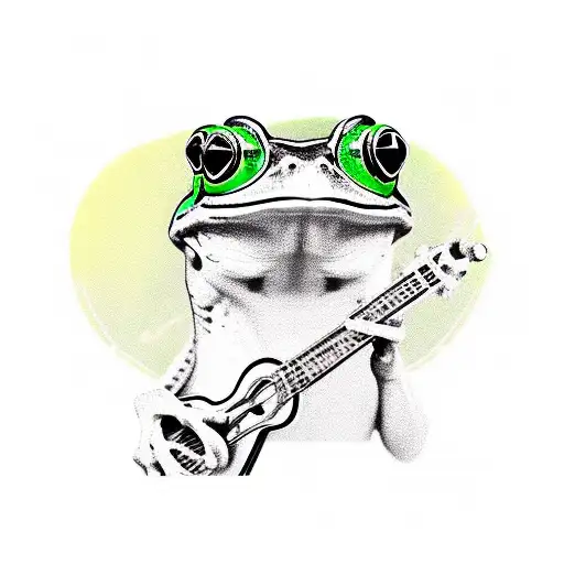 frog playing a banjo wearing sunglasses tattoo design idea