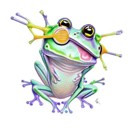 baby frog holding banjo tattoo design idea