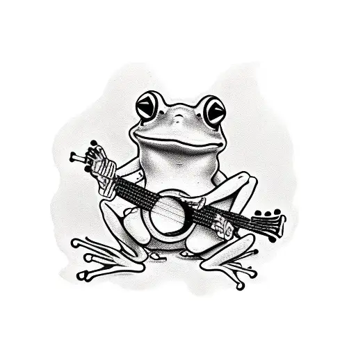 frog playing a banjo tattoo design idea