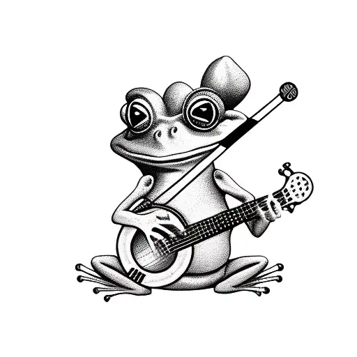 frog playing a banjo tattoo design idea