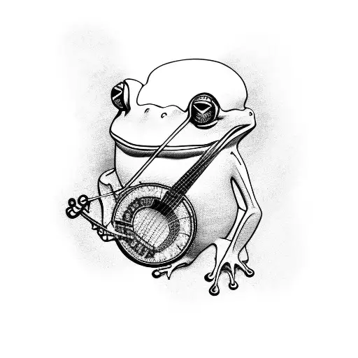 frog playing a banjo tattoo design idea