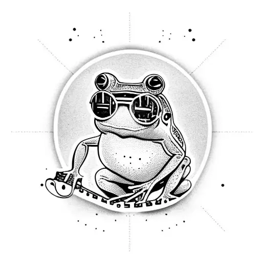 frog playing a banjo wearing sunglasses tattoo design idea