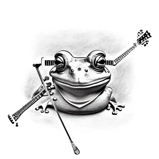 frog playing a banjo wearing sunglasses tattoo design idea
