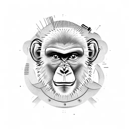 monkey running with a banjo tattoo design idea