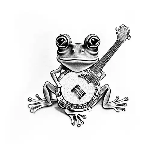 frog playing a banjo tattoo design idea