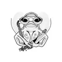 frog playing banjo wearing colour mirrored sunglasses tattoo design idea
