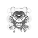 monkey banjo tattoo design idea
