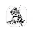 baby frog playing banjo wearing colour mirrored sunglasses tattoo design idea