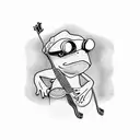 baby frog playing banjo wearing colour mirrored sunglasses tattoo design idea