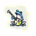 frog playing banjo tattoo design idea