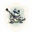 frog playing banjo tattoo design idea