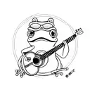 frog playing a banjo wearing sunglasses tattoo design idea